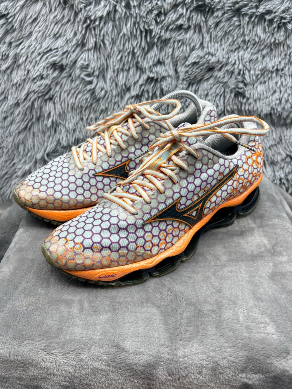 Mizuno Shoes Womens 10 Wave Prophecy 3 Running Sneakers J1GD140008 Gray Orange
